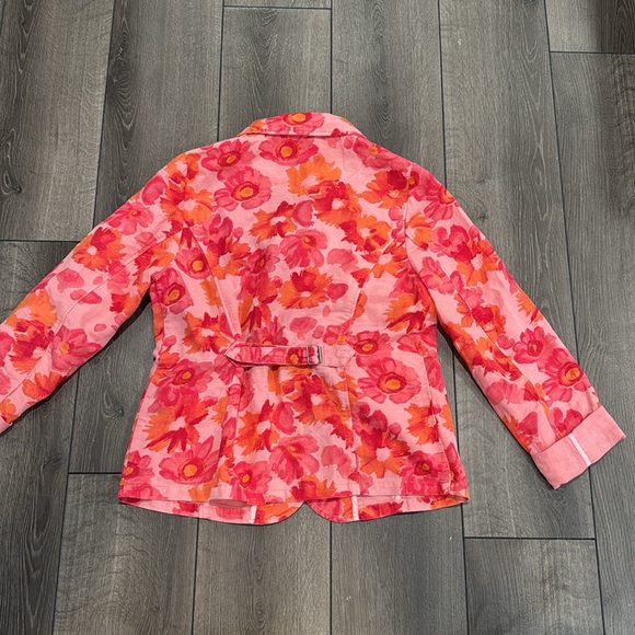 Sundance Sunrise Bloom Blazer Jacket Floral Boho Linen Cotton Coral Sz M - Picture 6 of 6